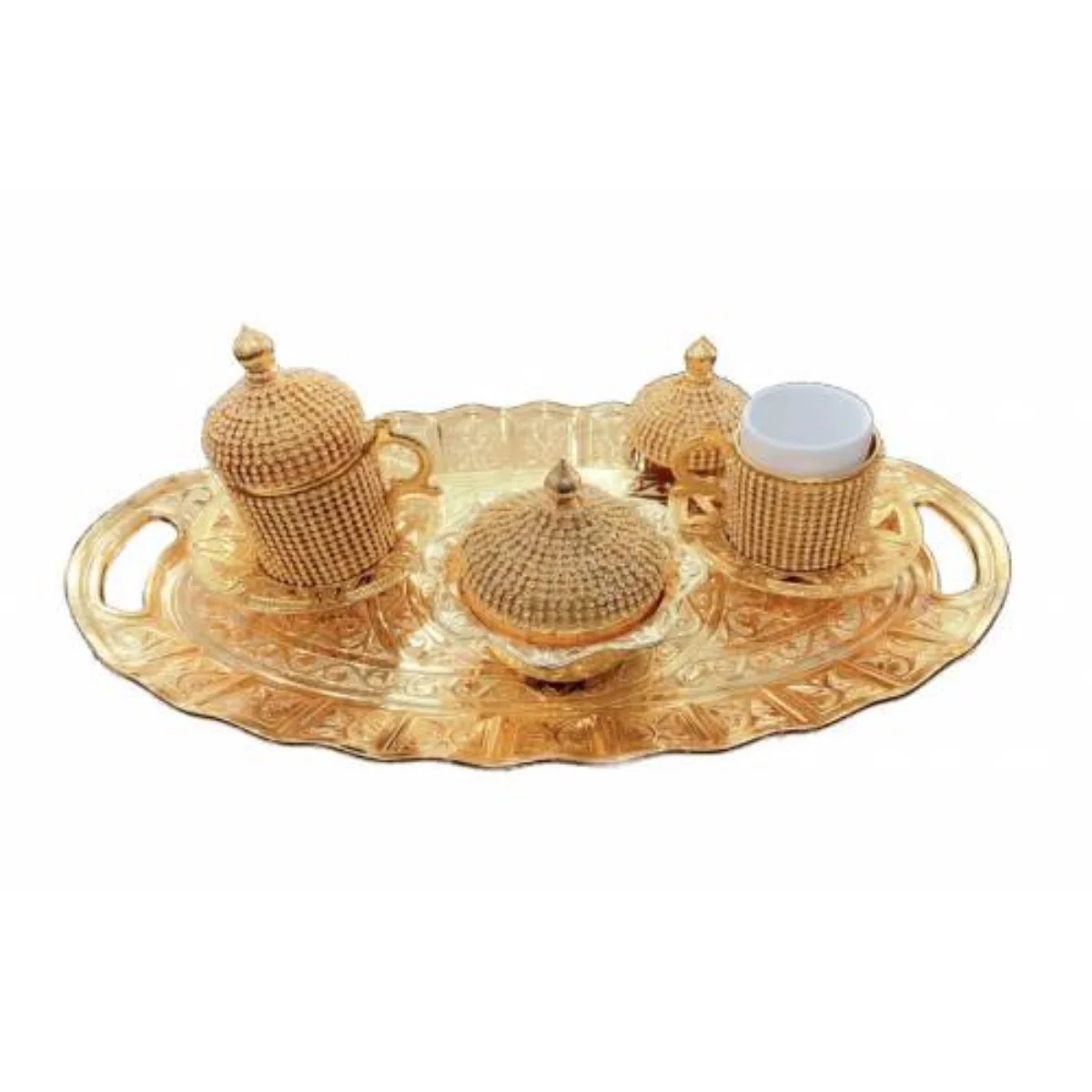 

Gold Coffee Cup Set with Swarovski Crystals, Turkish Arab Greek Coffee, Gold Colored Porcellain Hand Made Elegant Cheap Gift