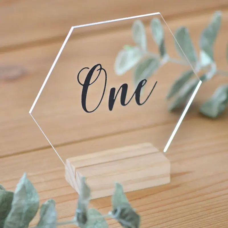 Шестигранный Настольный номер Свадебный акриловый табличный знак