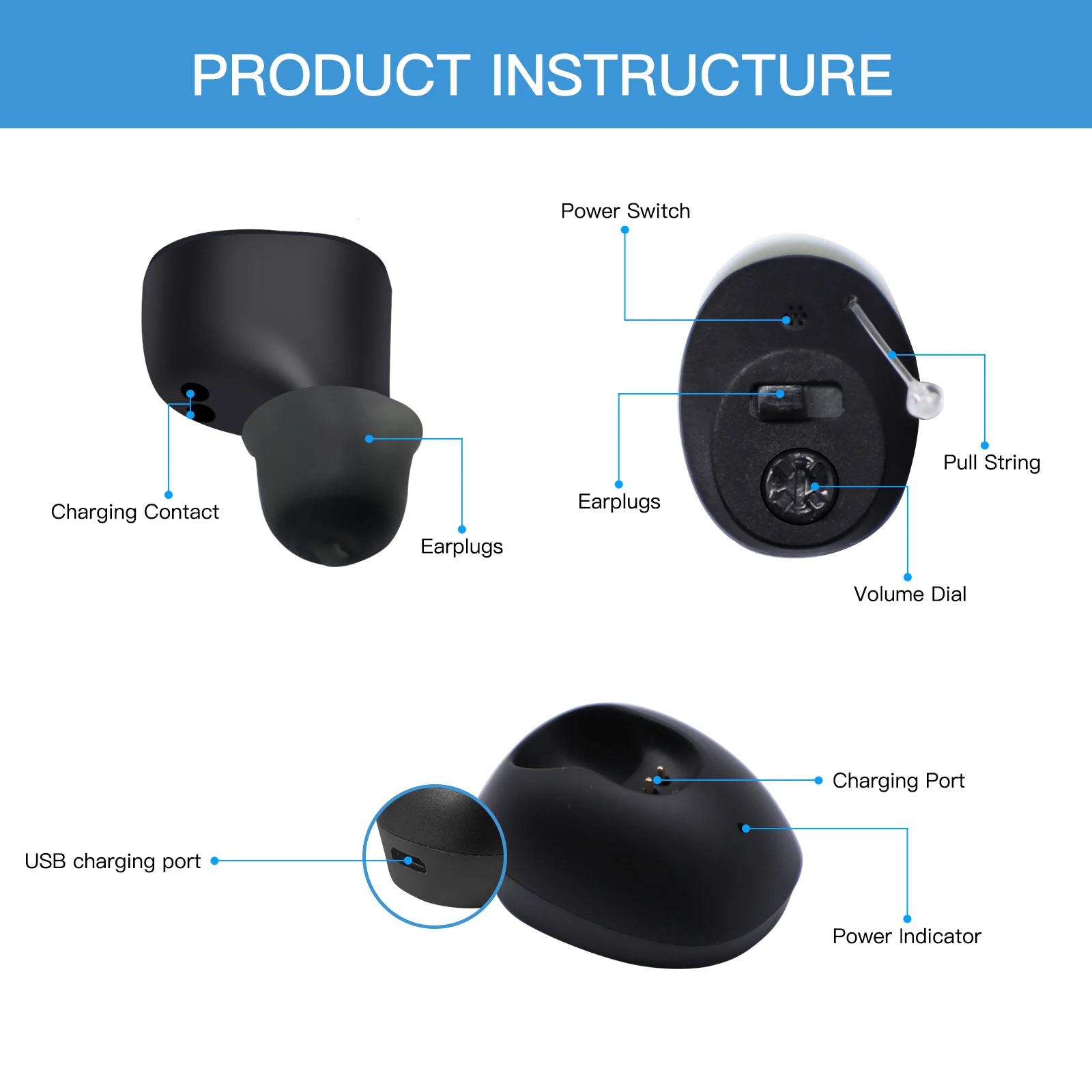 

Rechargeable CIC Hearing Aid Severe Loss Invisible ITE Aids Voice Amplifier Sound Enhancer For Deaf Elderly Sound Intelligent