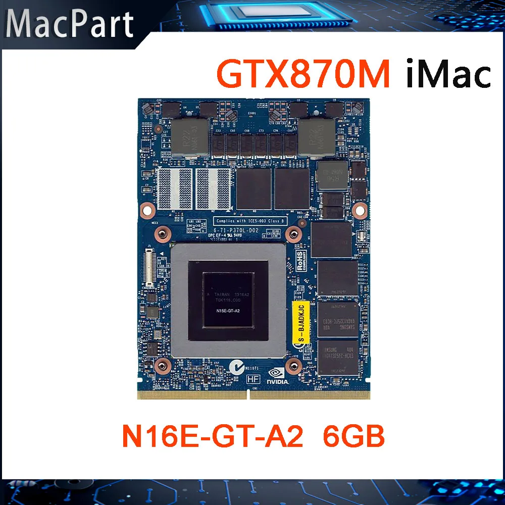 

Оригинальная графическая видеокарта GTX870M, GTX870, GDDR5, 6 ГБ, раннее обновление для Apple iMac 27, A1312, 2010, 2011 года