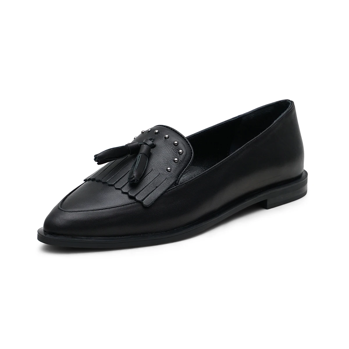 Mio Gusto Brand BRIANNA, Black Color, 1Cm Flat Heel, Comfortable New Fashion Women's Loafer Shoes