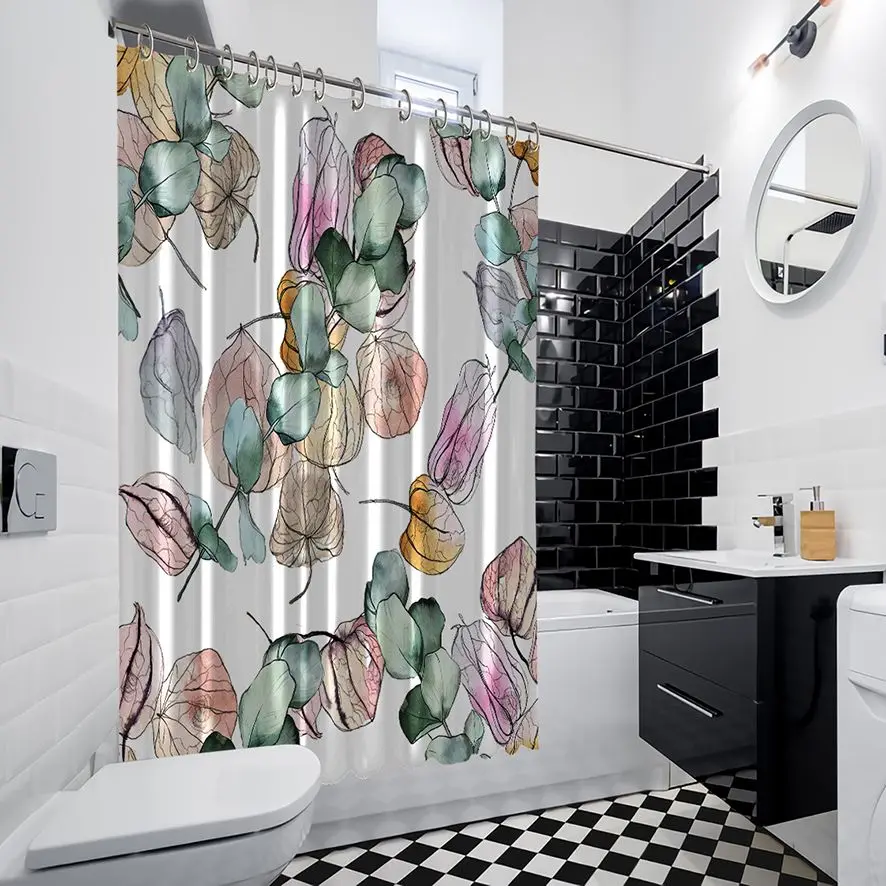 Занавеска для душа Physalis накидка гусиная ягода ветви растений с фруктами и