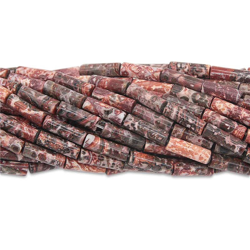 

Natural Stone Red Leopard Skin Jasper Beads Cylinder Tube 4x13mm Jewelry Findings For Making Necklace Bracelet Earrings