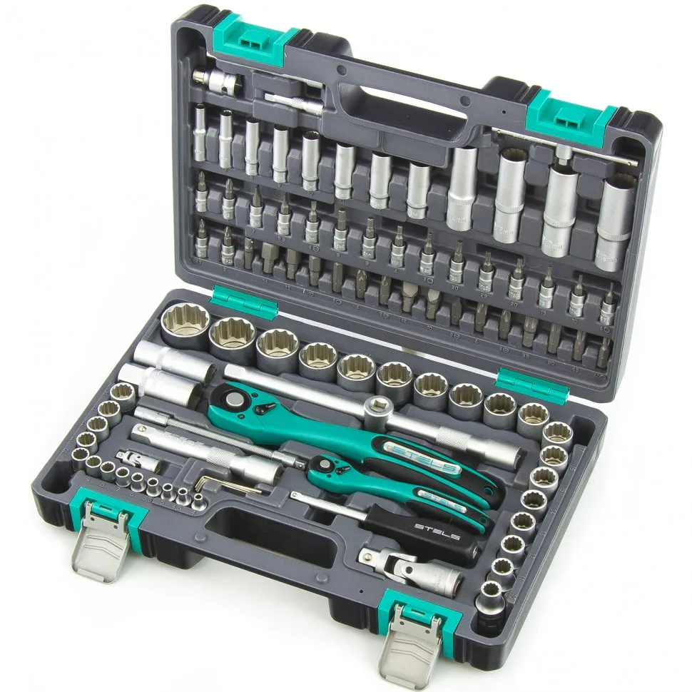 Набор инструментов Stels 82- 216 предметов 1/4 3/8 1/2 Cr-V S2 комбинация ремонта автомобиля