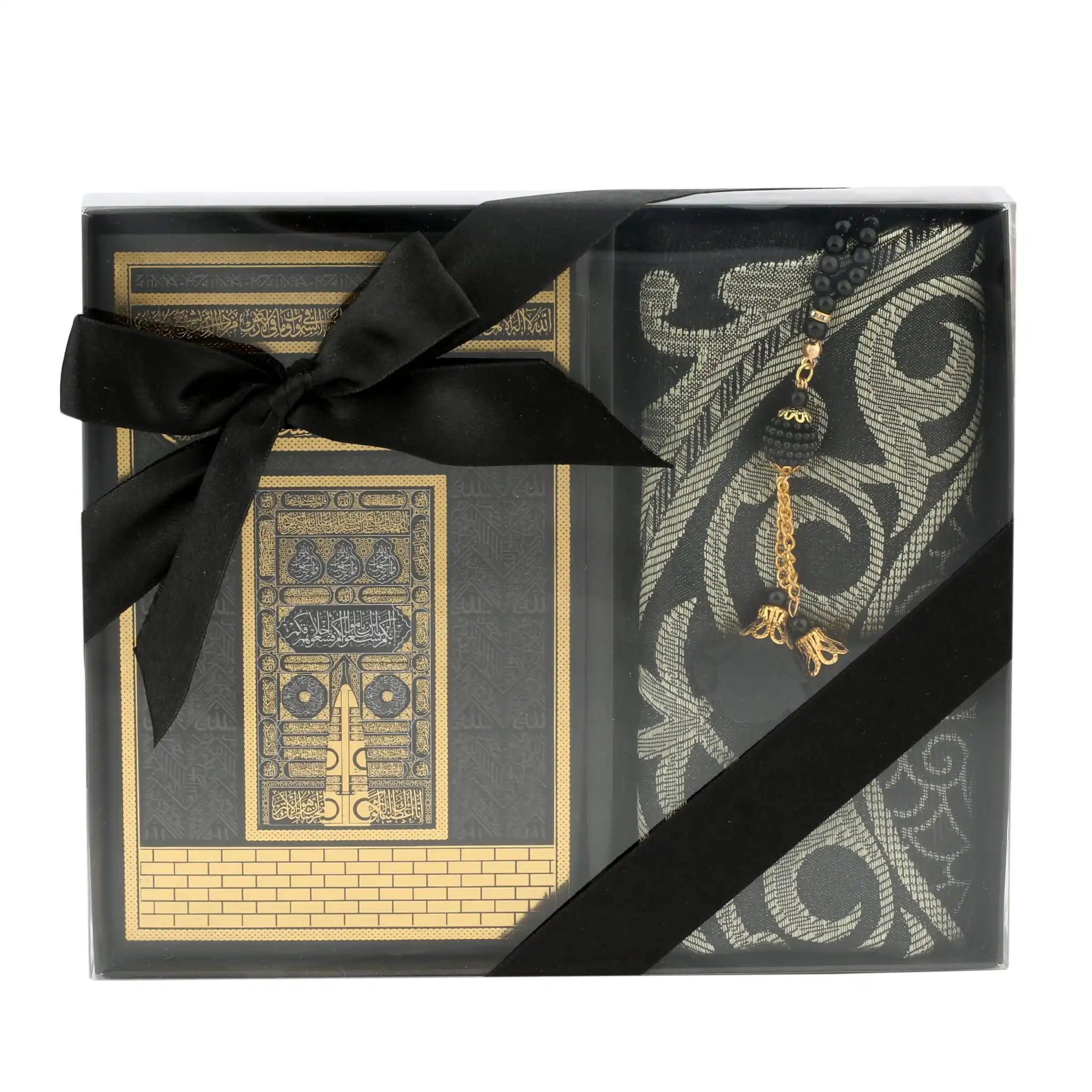 

The Qur'an Gilded with Hardcover, Cotton Taffeta Prayer Rug, Pearl Design Rosary Set Coran Коран Corano