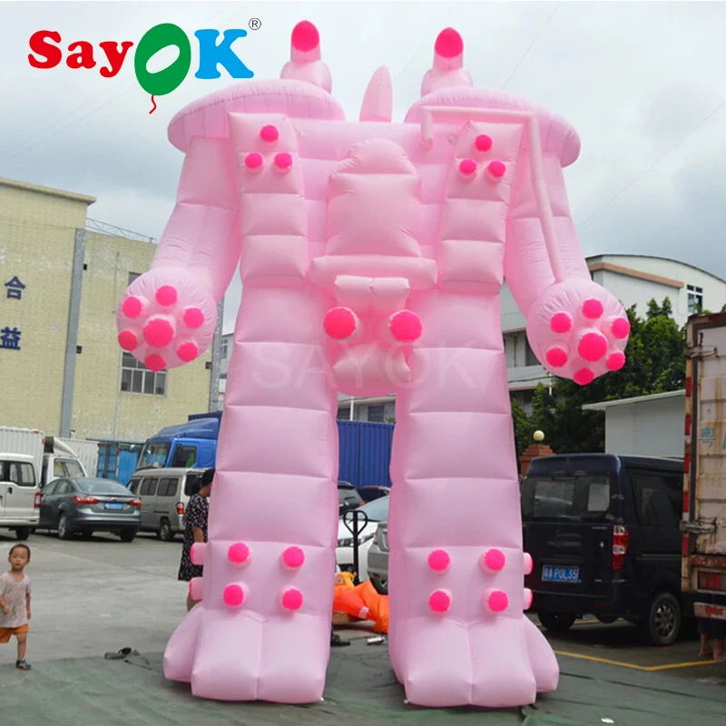 Розовый надувной робот 5 м надувная мультяшная модель для рекламы шоу