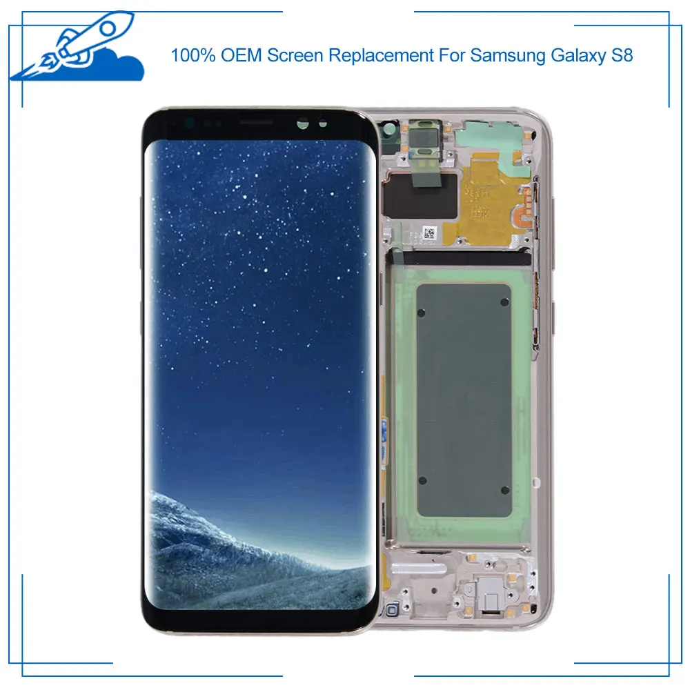 100% OEM Super AMOLED For Samsung Galaxy S8 LCD Touch Screen amoled Display Digitize Assembly Replacement Frame NO Burn Shadows