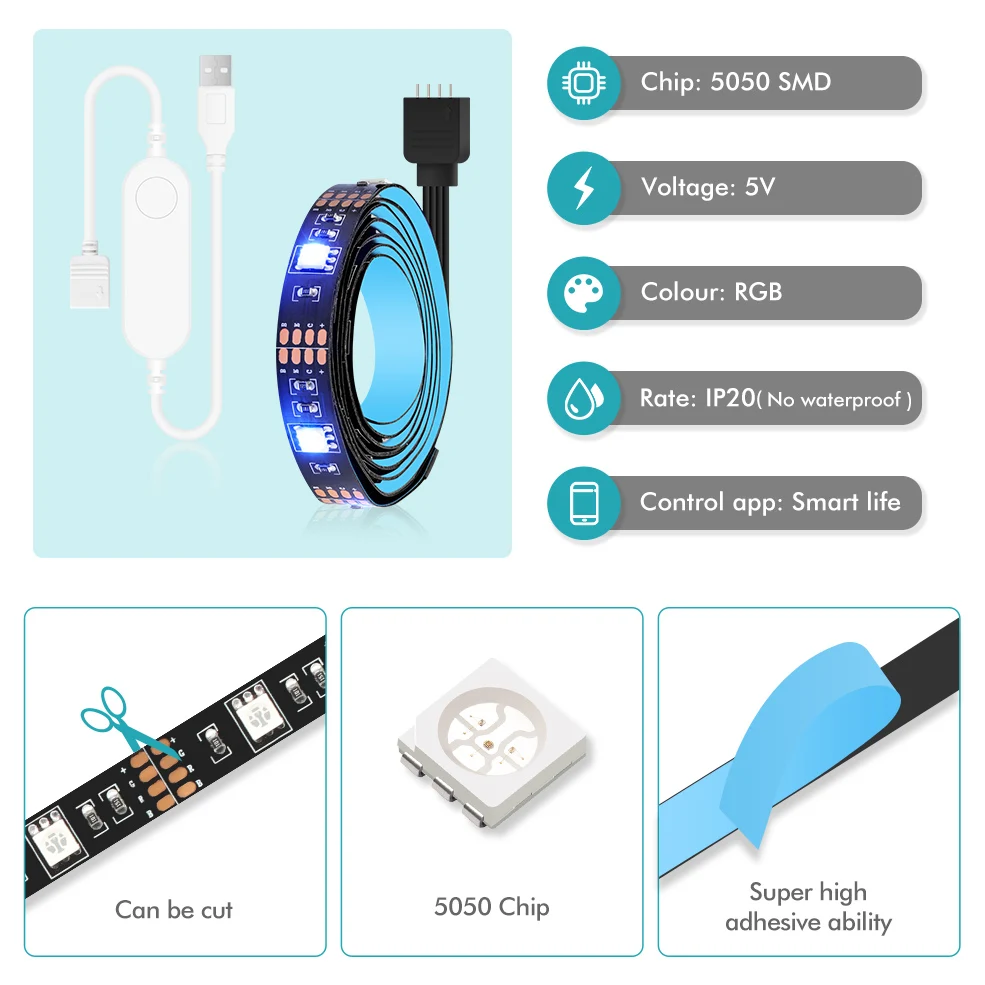 Светодиодная RGB лента с поддержкой Wi Fi 5050 дюйма USB|Светодиодные ленты| |