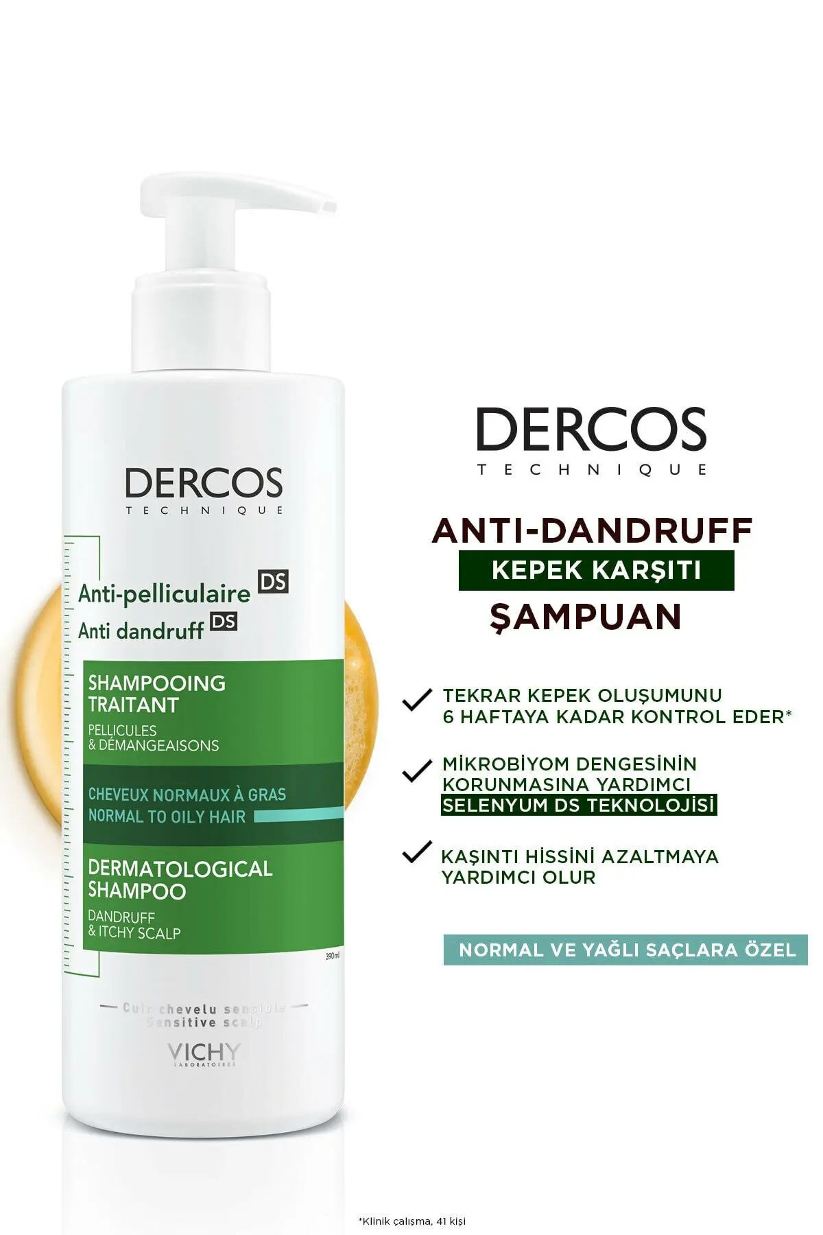 Vichy Dercos Anti-Dandruff Anti-Dandruff Treatment Shampoo for Normal and Oily Hair 390 ml