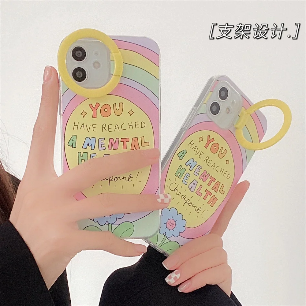 

Cute Cartoon Flower Clear Phone Case For iPhone 13 Pro Max 12 11 Rainbow Transparent Soft Shockproof Cover For iphone X XS XR 7