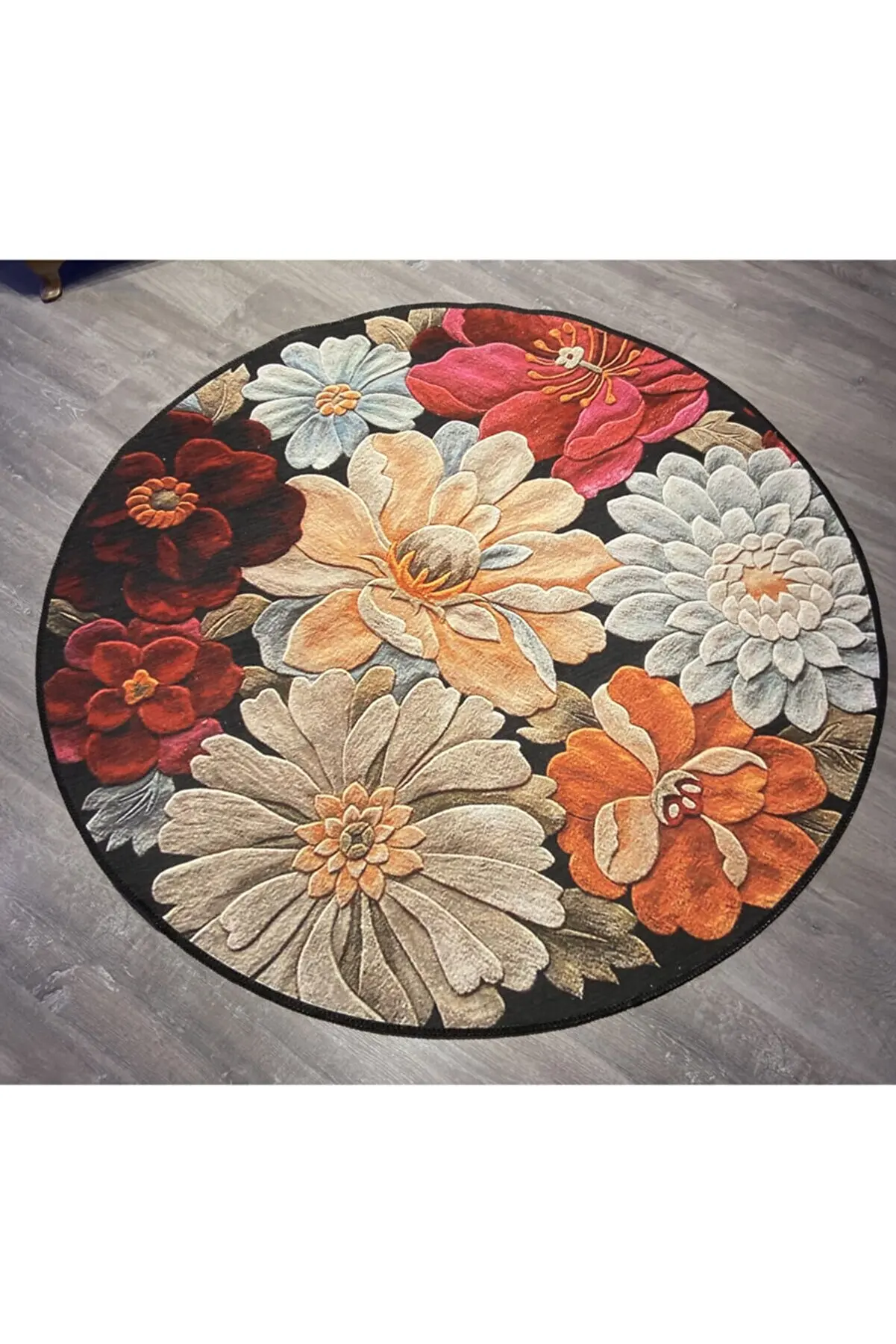

Abstract Pattern Multicolor Decorative Non-Slip Base Diameter Washable Carpet Bath Mat Bathroom Carpet Rug Toilet Floor