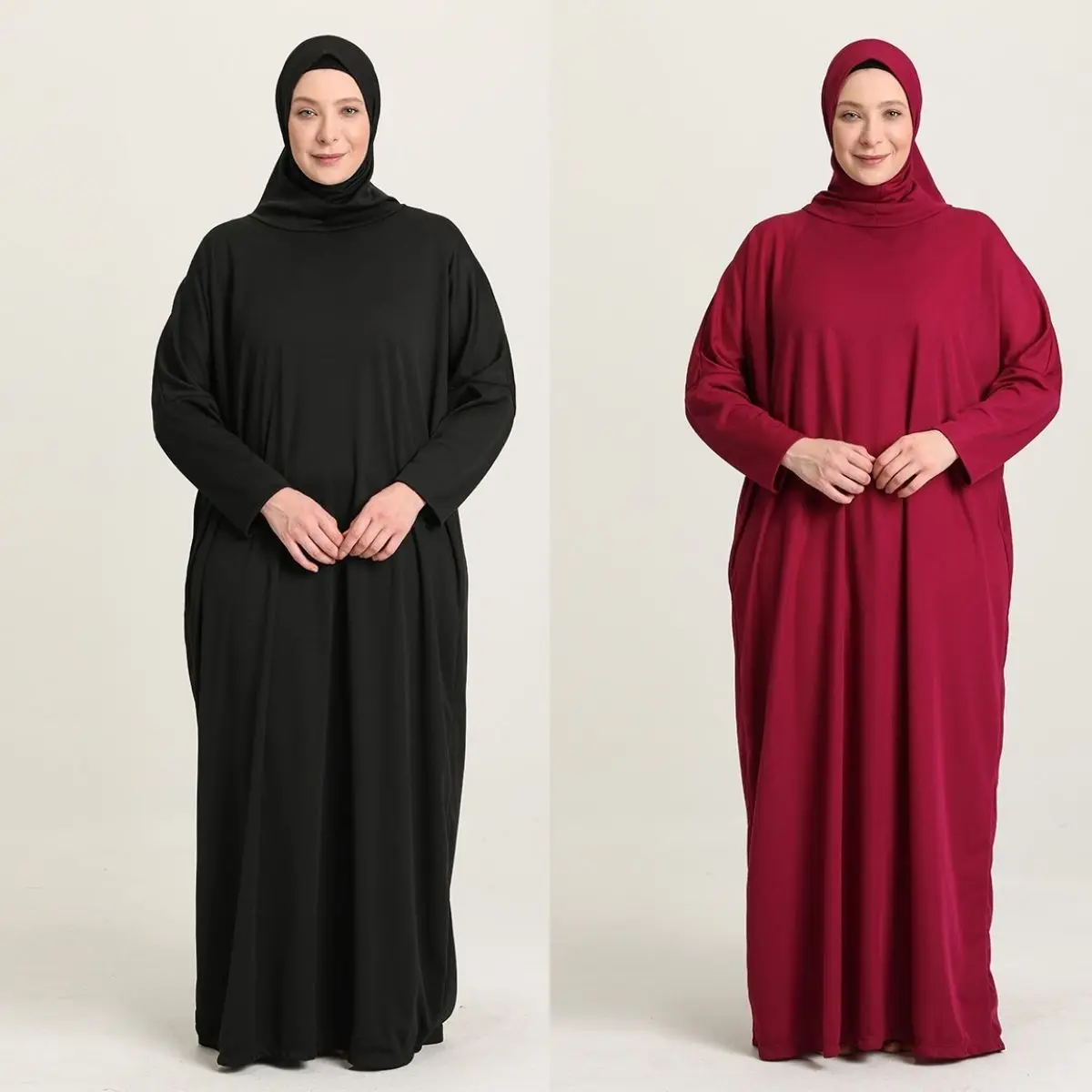 Молитвенное платье с капюшоном, Простой без подкладки, рукав летучая мышь, нулевой воротник, сезонная Женская одежда, мусульманская Мода, хи...