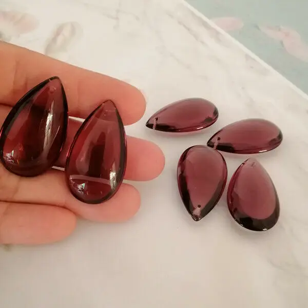 

Camal 10pcs 36mm Middle Purple Crystal Smooth Teardrop Prisms Pendants Lamp Chandelier Parts Hanging Ornament Wedding Home Decor