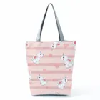 Сумки на плечо с принтом единорога, кролика, женская сумка с милыми животными, полосатые сумки с надписью Love, модная дорожная сумка, вместительная сумка для покупок