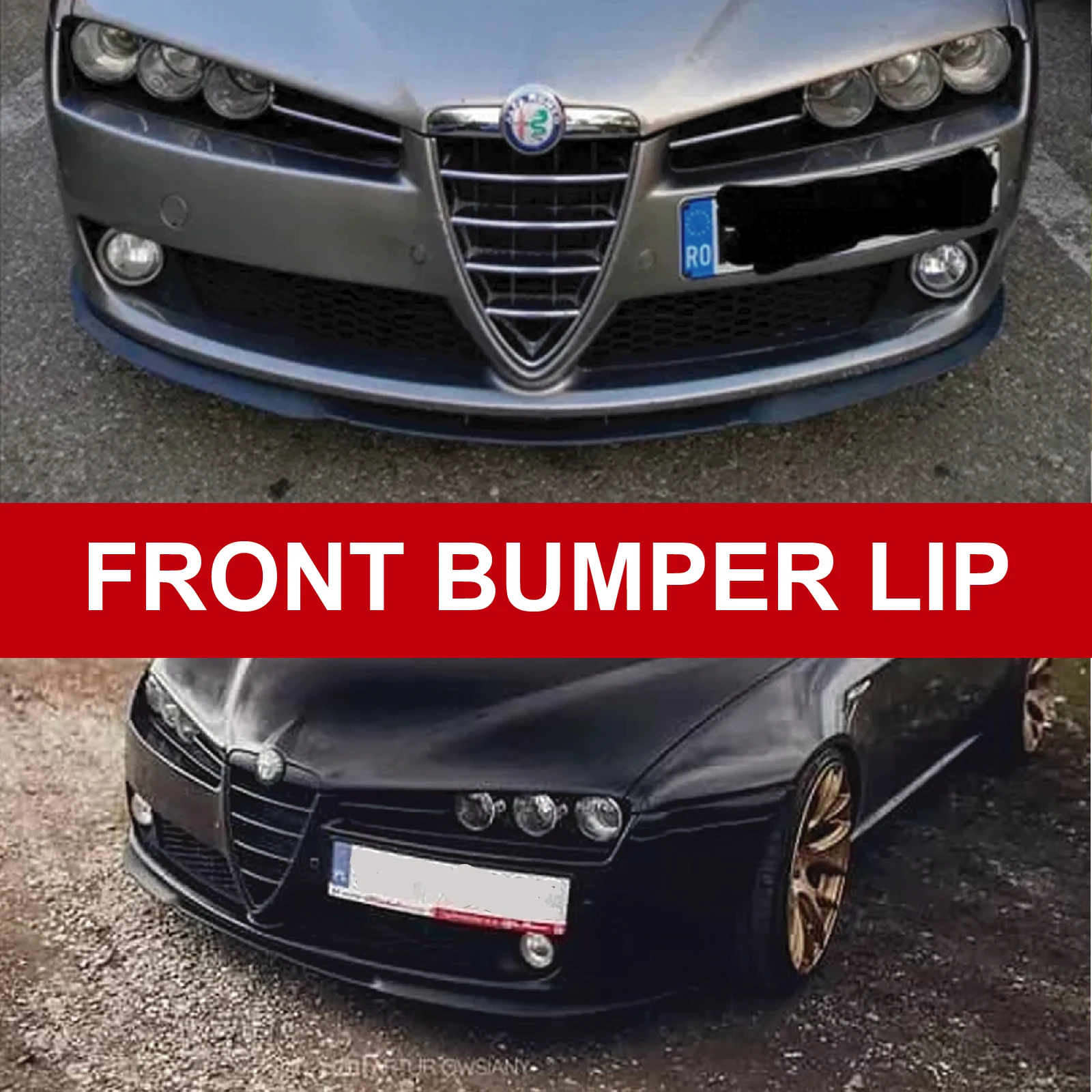 Parachoques delantero Universal para coche, difusor de 3 piezas, Spoiler de salto inferior negro, accesorios para Alfa Romeo 159, CUPRA R