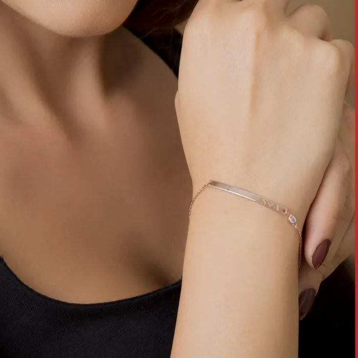 

Браслет-палочка с буквенным цирконием, серебряный браслет с дизайном