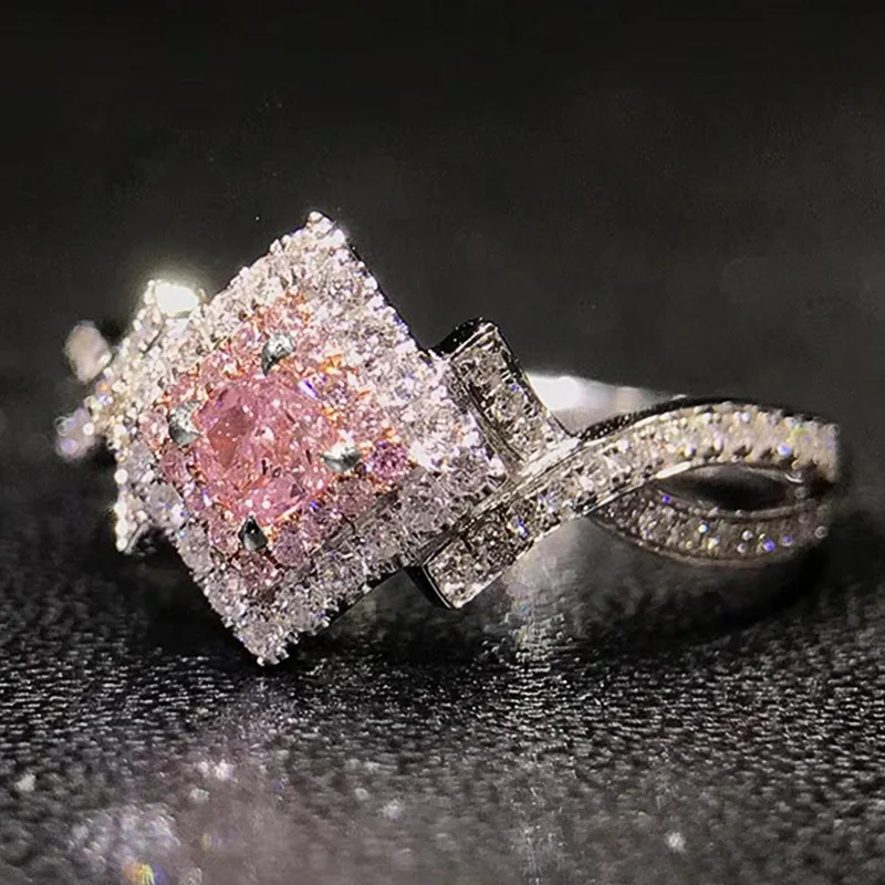 

CZ Women Engagement Rings Geometry Creative Sweet Romantic Female Women's Rings Valentine's Day Anniversary Love Gift Jewelry