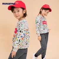 minizone two pieces set pants and long sleeve warm wild and soft waistband for baby girl and boy cotton