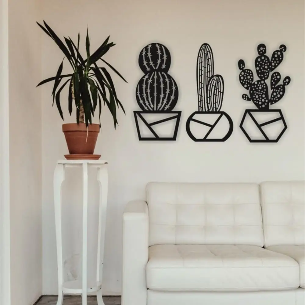 Набор из 3 кактусов Декор стены орнамент лазерная резка ДВП Деревянная