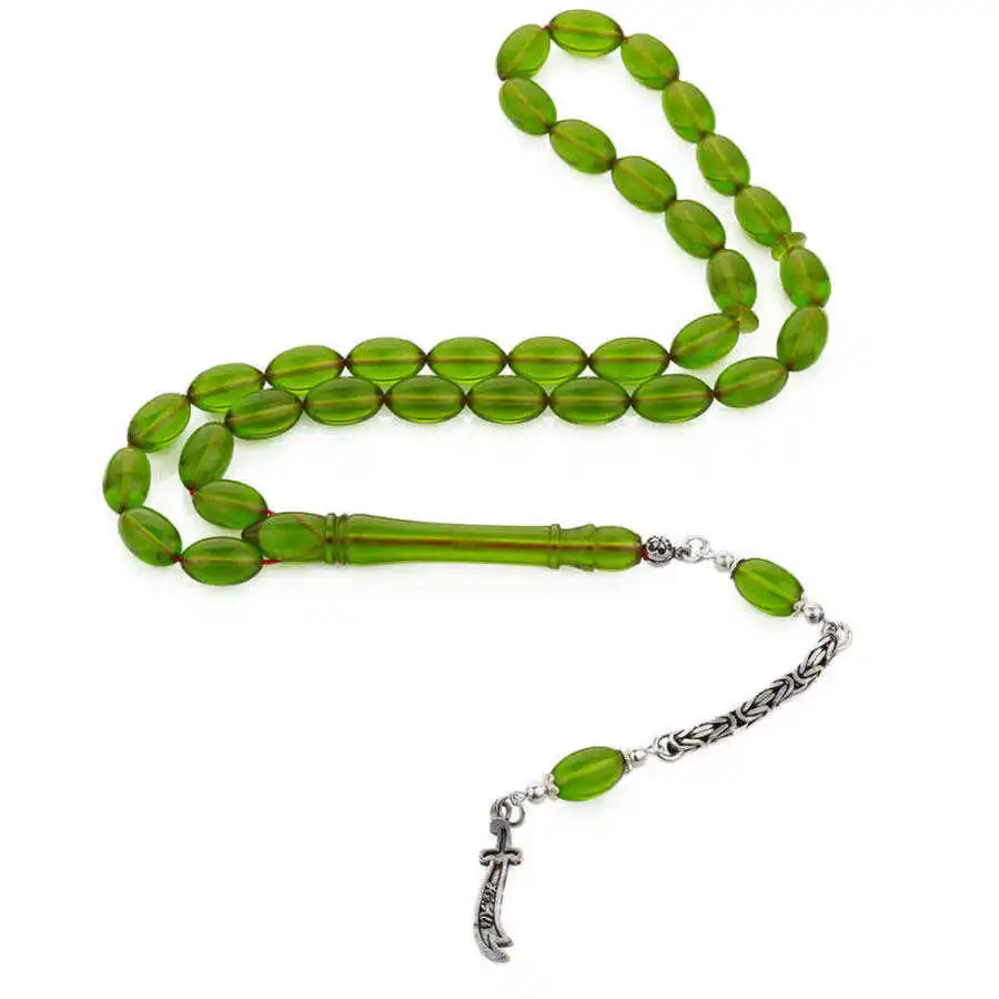 Бакалитовый Розарий ячменной огранки с кисточкой зулфикара из стерлингового