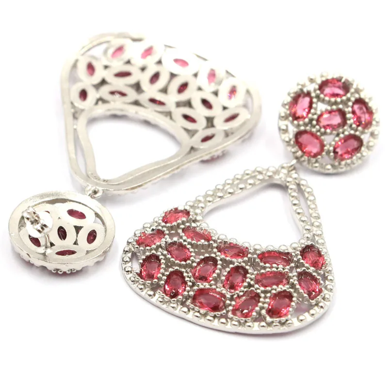 Женские серьги из серебра с родолитом малины 58 х35 мм|gold 925|ladies gold earringssilver 925 |