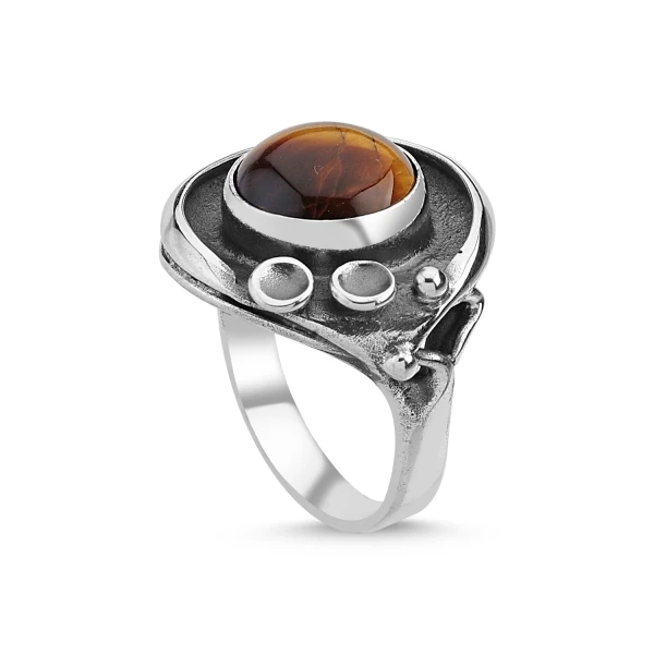 

Серебряное 925 пробы тигровый глаз камень ручной работы кольцо