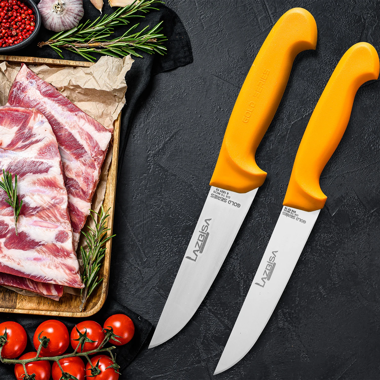 

Набор ножей для кухни, мяса, мясника, овощей, фруктов, хлеба, Золотая серия, 2 шт.