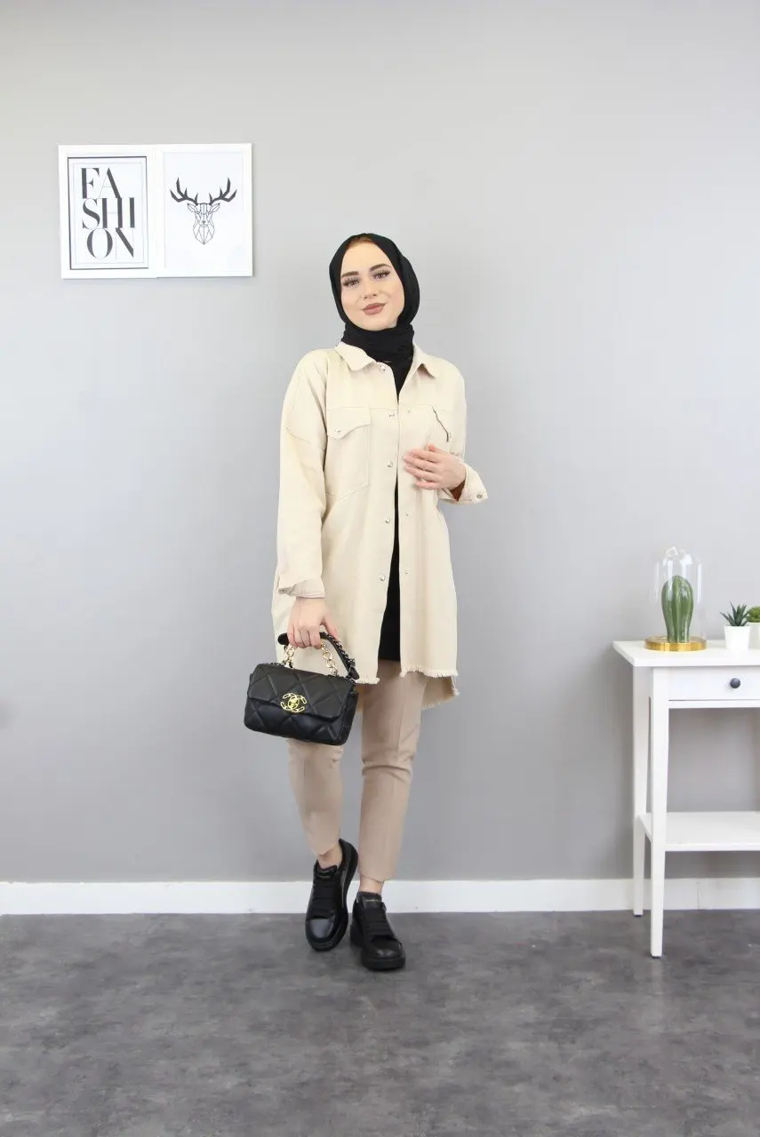 

Skirt Part Tasseled Jacket Outerwear Street Style New Season 2021 Summer Autumn Muslim Fashion Hijab Dubai Kaftan