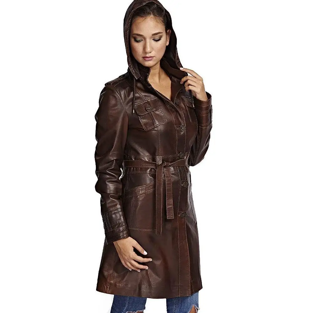 Women leather coat Genuine Leather Women 's Jacket Coats Real Original Lambskin Autumn Winter  Slim Коричневое кожаное пальто