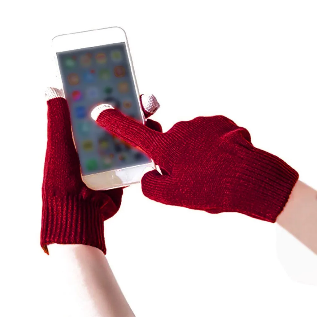 

25#unisex Womens Mens Mittens Autumn Winter Cashmere Knit Warm Fleece Magic Gloves Thick Gloves Touch Screen Skiing Gloves