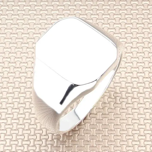 

Sterling Silver Plain Rectangle Elegant Ring For Men Made in Turkey