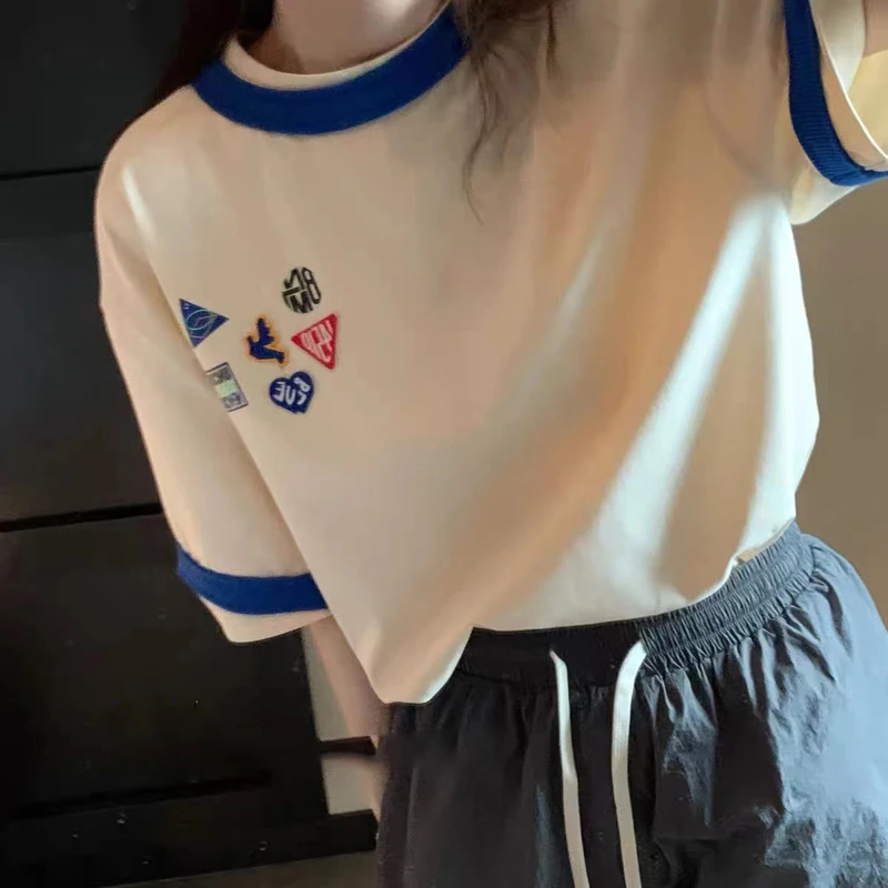 

Multi Badge Embroidery Adererror T Shirt Color Neck Tops Men Women High Street Ader Error T-Shirts 2022 Hip Hop Korean