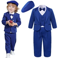 baby boy wedding suit infant formal first birthday tuxedo toddler photography outfits ceremony blessing christmas costume 4pcs