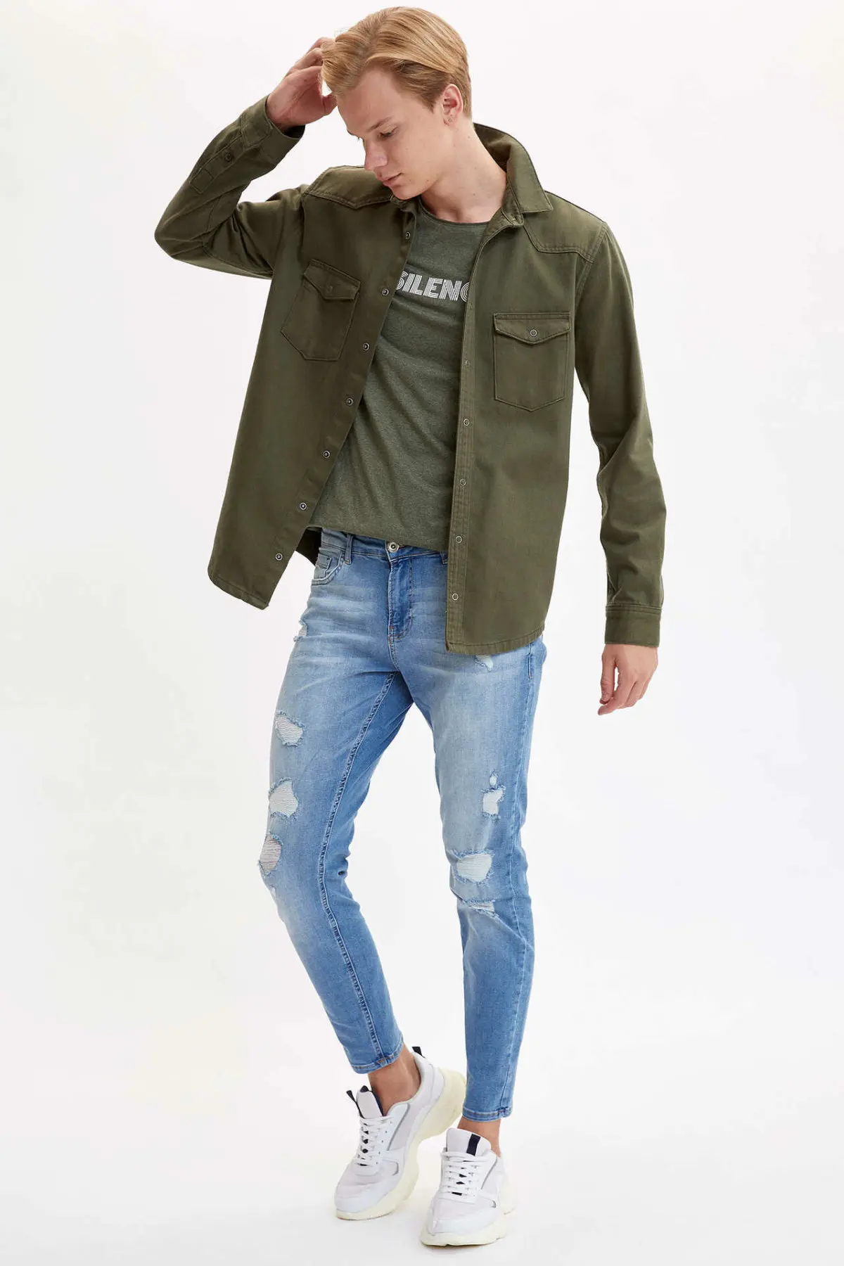 Мужские Shirt-M0542AZ19WN с длинными рукавами DeFacto | Мужская одежда