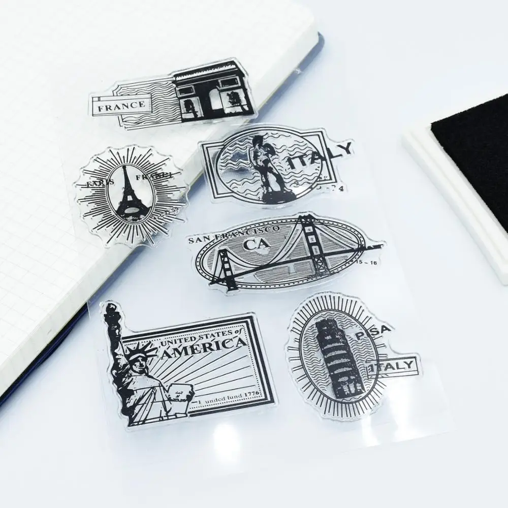 Путешествия координаты мира памятники здания ясные и прозрачные марки ручной