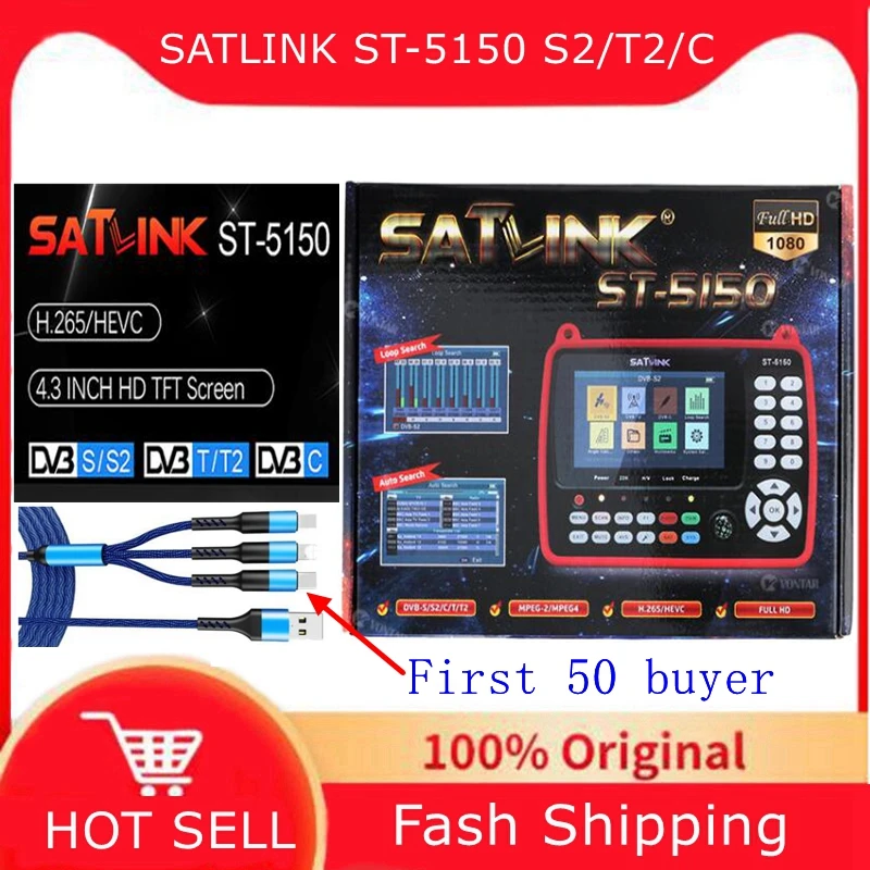 

Original Satlink ST 5150 Satellite Finder Sat DVB-S2 DVB-T2 DVB-C HD Combo Meter