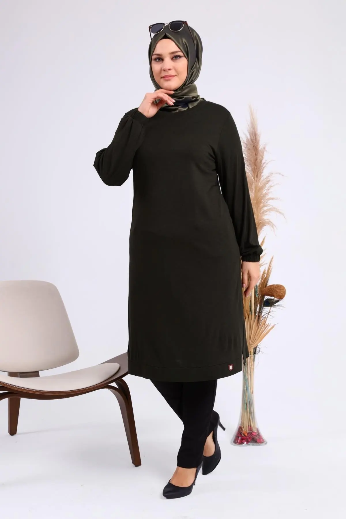 

2022 Spring plus size women Hijab Tunic cotton irregular womens tops and blouses Casual O neck long sleeve top women tunic