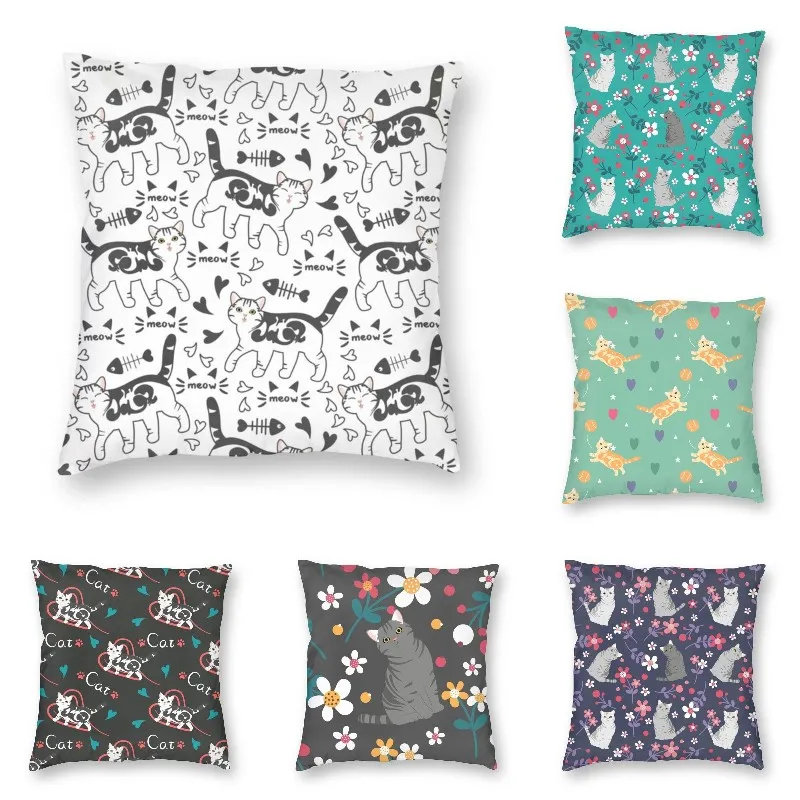 

Наволочка для диванной подушки в американском стиле с рисунком котенка, желтого и скандинавского цвета, домашняя декоративная наволочка дл...