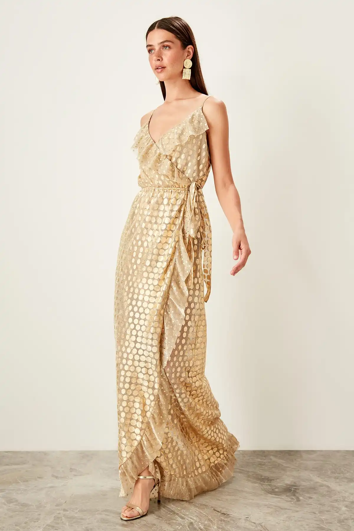 Trendyol вечернее платье в горошек TPRSS19AE0062