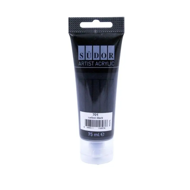 

Sdor Artist Acrylic Paint Tube Inside 75 ml "carbon black" color Canvas, raw wood, glass, metal, porcelain, polyester, ceramic, card