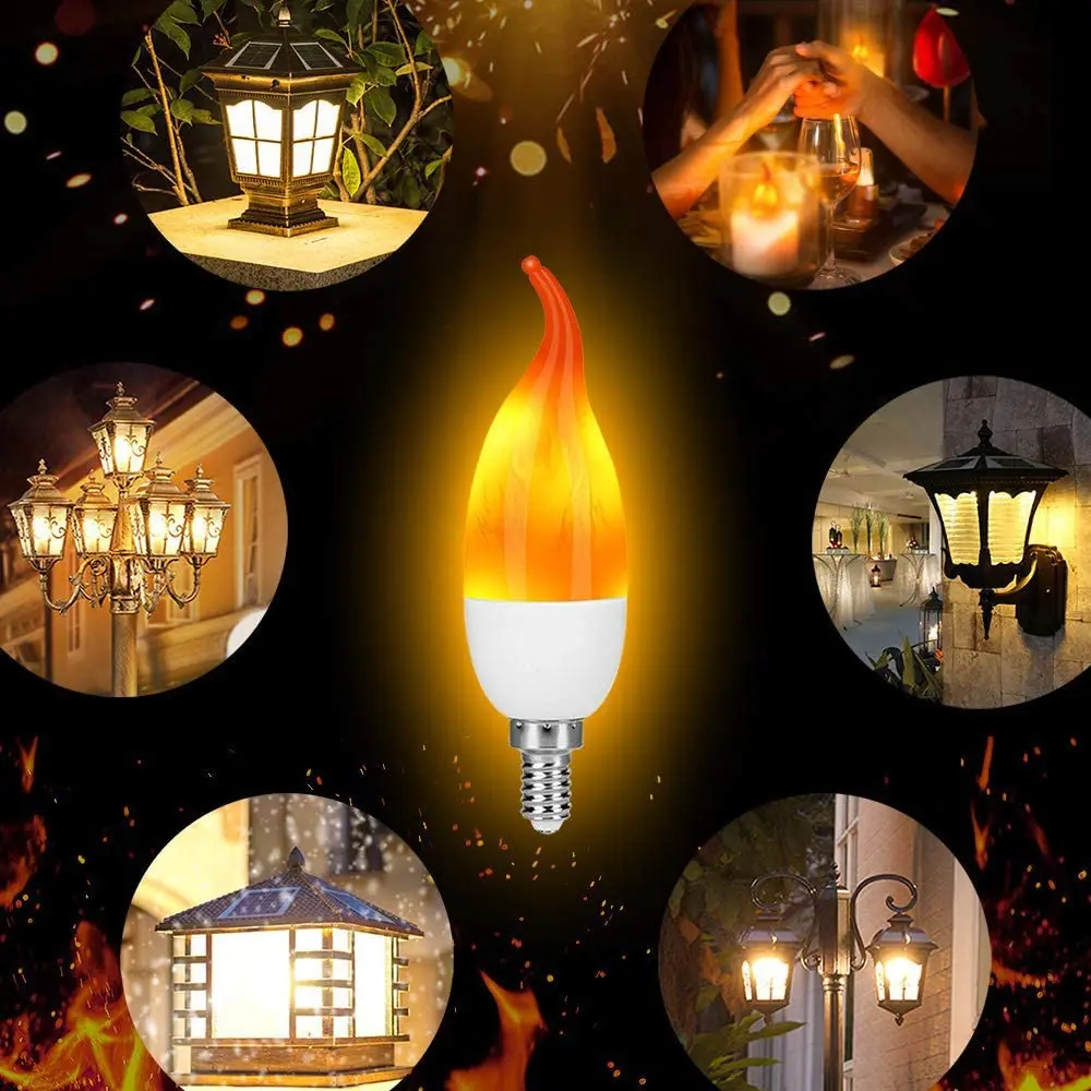 

Swonuk Flame Light Bulb, E27 E14 Lamp Flickering Light Fire Effect LED Outdoor Lights for Home Garden Party Holiday Decoration