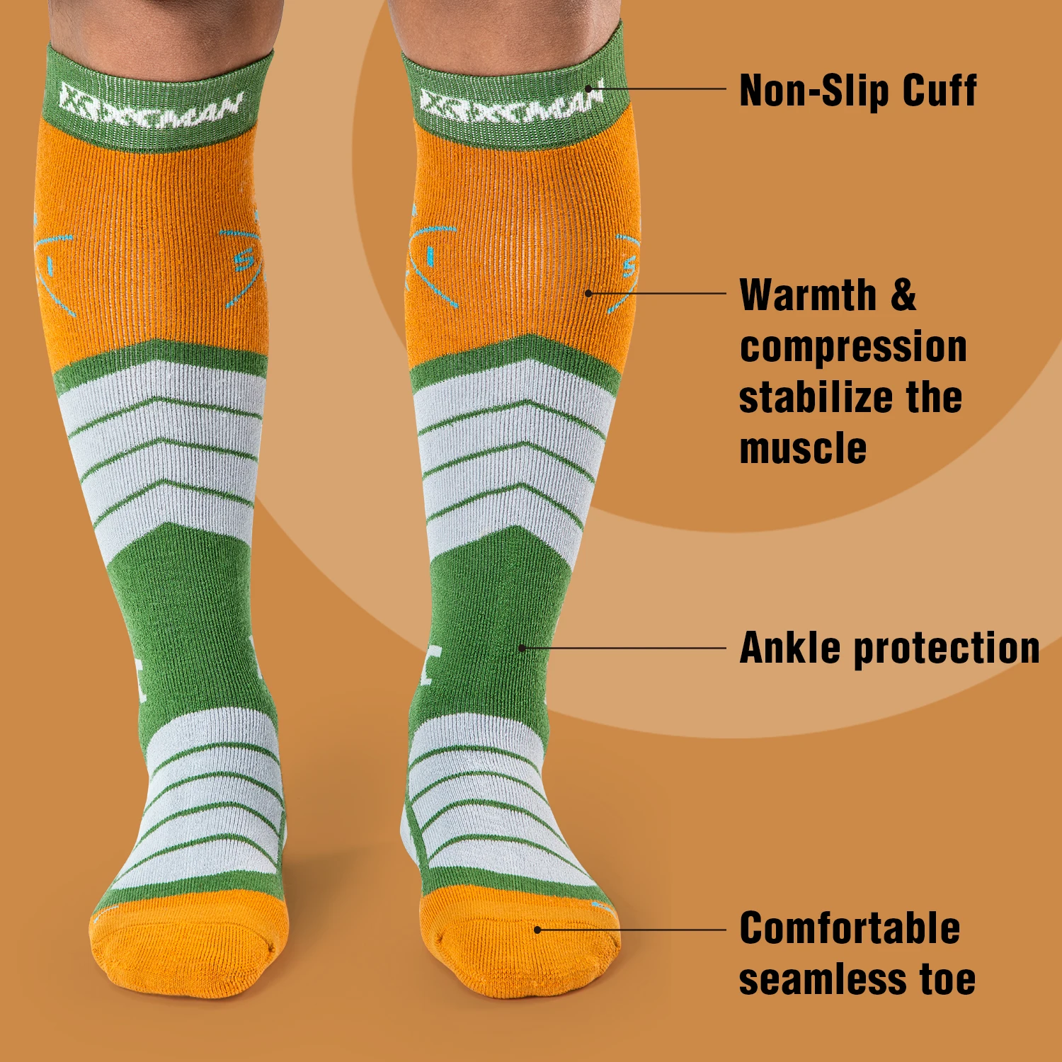 Носки XCMAN Лыжные 2 пары в упаковке теплые носки из мериносовой шерсти для катания