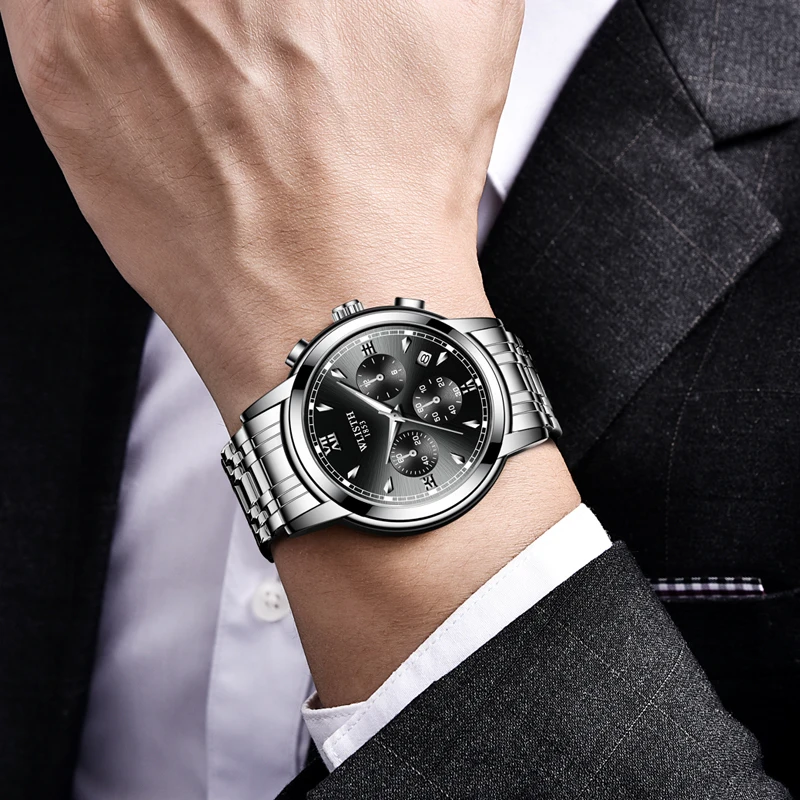 

WLISTH2020 New Business Luxury Men's Quartz Watch Stainless Steel Waterproof Multi-Function Luminous Calendar Accurate Clock