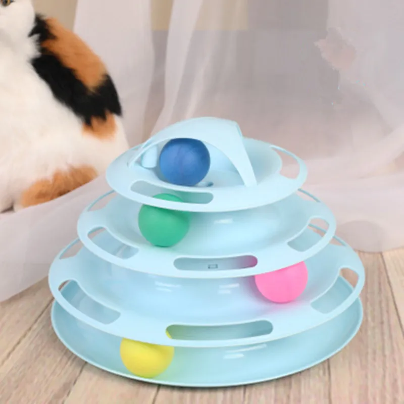 Cat Turntable Plates Toys Four-layers Tower Tracks Pet Teaser Stick Interactive Toy Amusement Training Ball Kittenигруш | Дом и сад