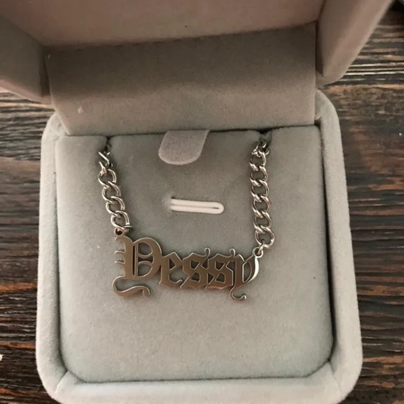 Женское ожерелье ручной работы Готическая старинная английская табличка из