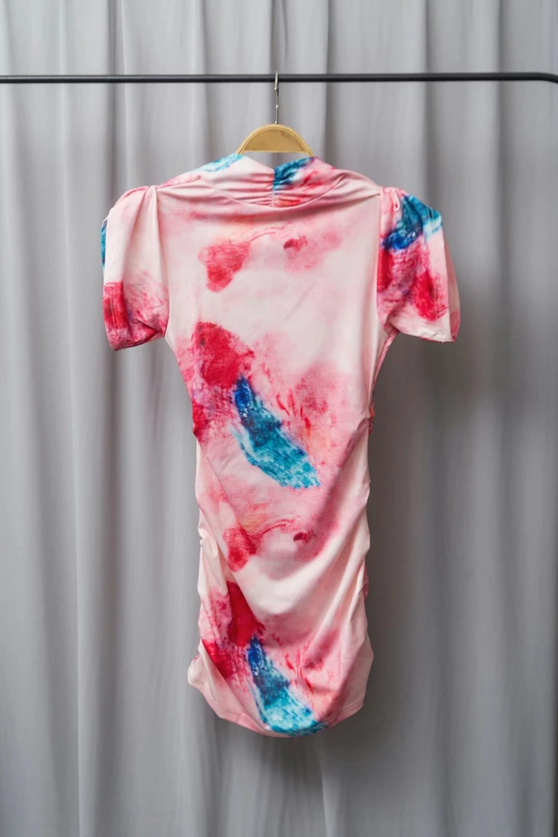 

2021 Summer Woman Pink Printed Dresses
