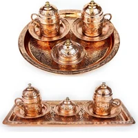 handmade copper coffee cup sets for 2 persons real copper ottoman patterned cups tray turkish delight cup set authentic