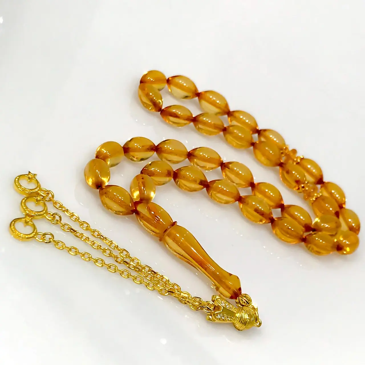 

Fire Amber Silver Tassel the Moon the STARS Gold Color Rosary