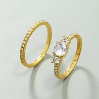2pcs trendy gold color crystal rings simple zircon infinity stones ring wholesale jewelry accessories for women 2021 wedding