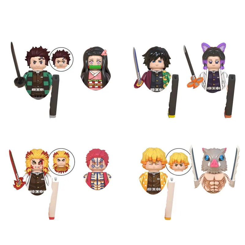 Мини Экшн-фигурка строительный блок рассекающий демонов Tanjirou Inosuke Nezuko Zenitsu Kanawo